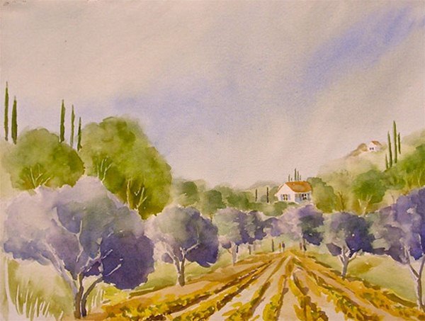 Olives & Grapes - Watercolor Painting