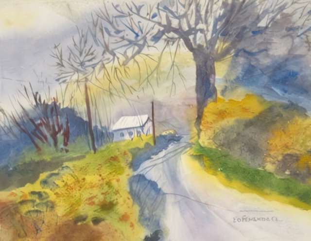 The Country Lane watercolor